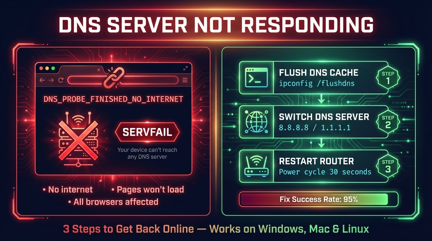 Poradnik naprawy błędu serwer DNS nie odpowiada — stan błędu i rozwiązania krok po kroku