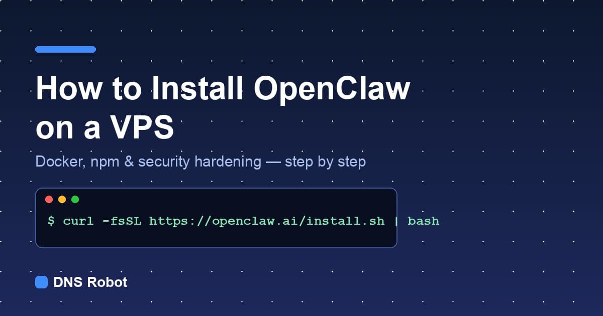How to install OpenClaw on a VPS guide showing the official install script command in a terminal