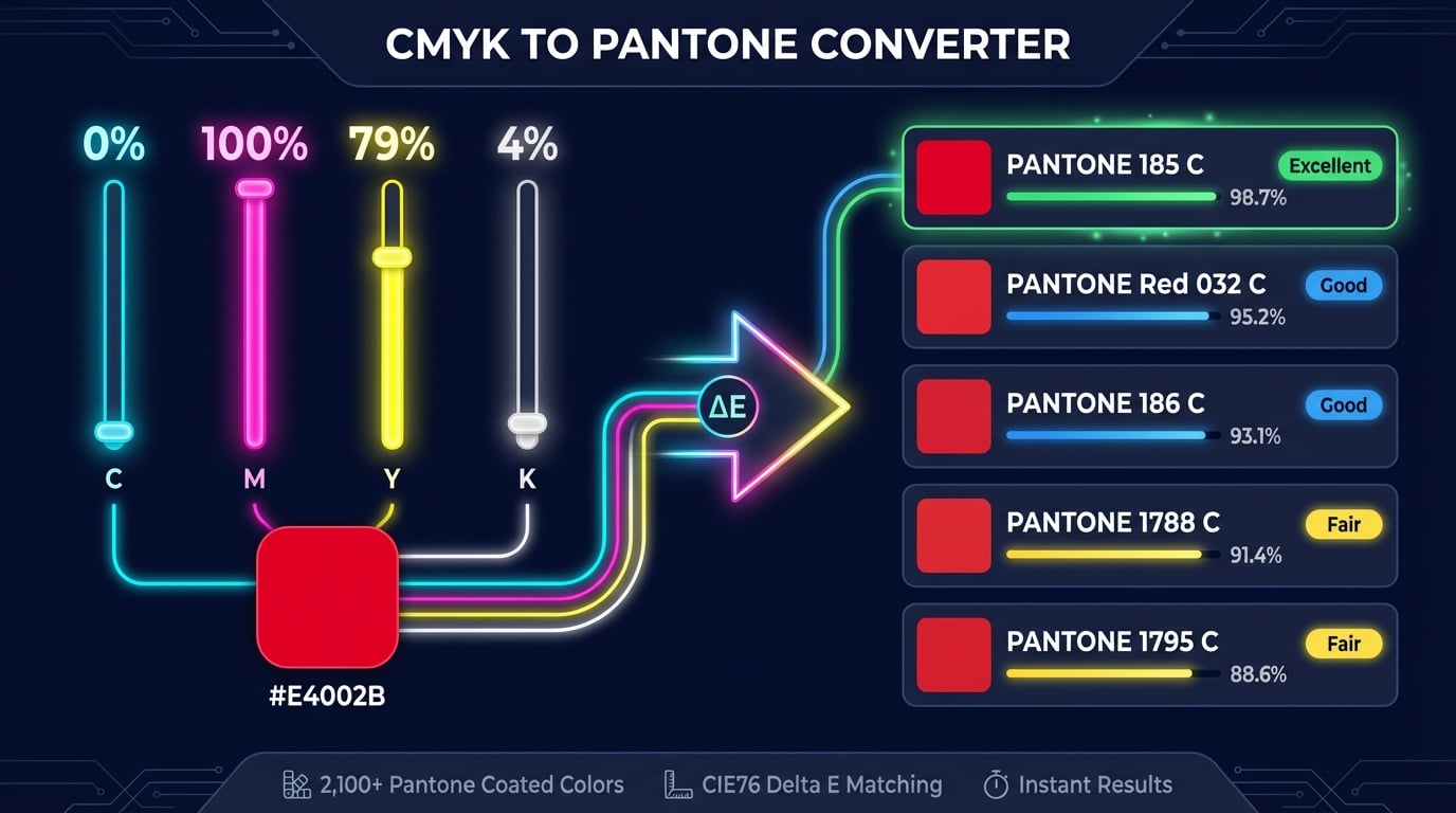 Hướng dẫn độ chính xác so khớp màu Delta E hiển thị thang đo sự khác biệt nhận thức từ không thể nhận thấy đến rõ ràng khác nhau