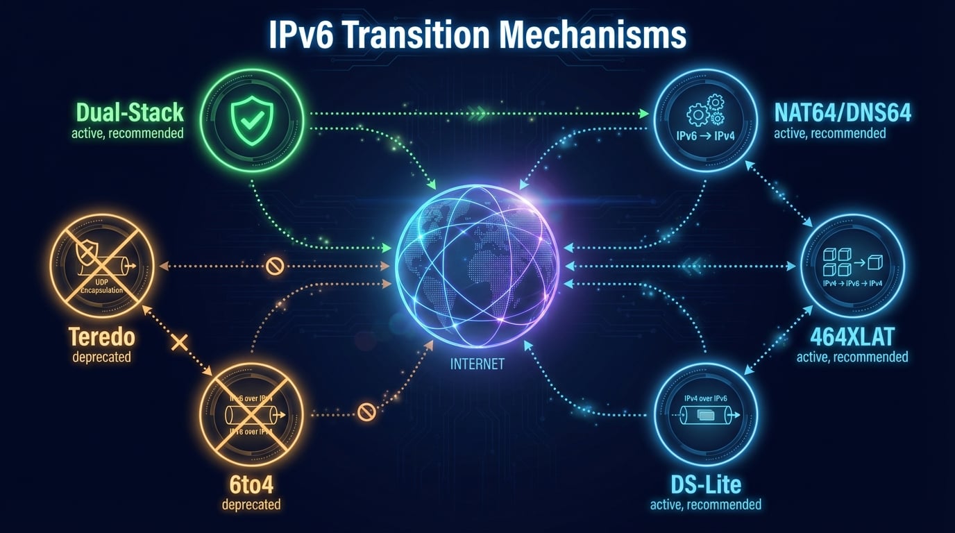 Mecanismos de transição IPv6 — Dual-Stack, NAT64, 464XLAT e DS-Lite explicados