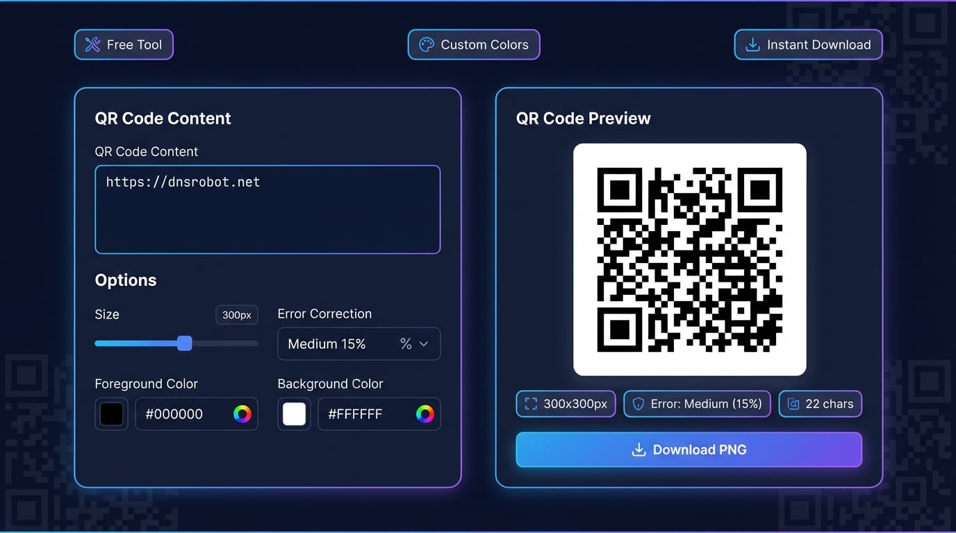 Gerador de QR Code mostrando interface com tipos de conteúdo, padrões de pontos e opções de personalização