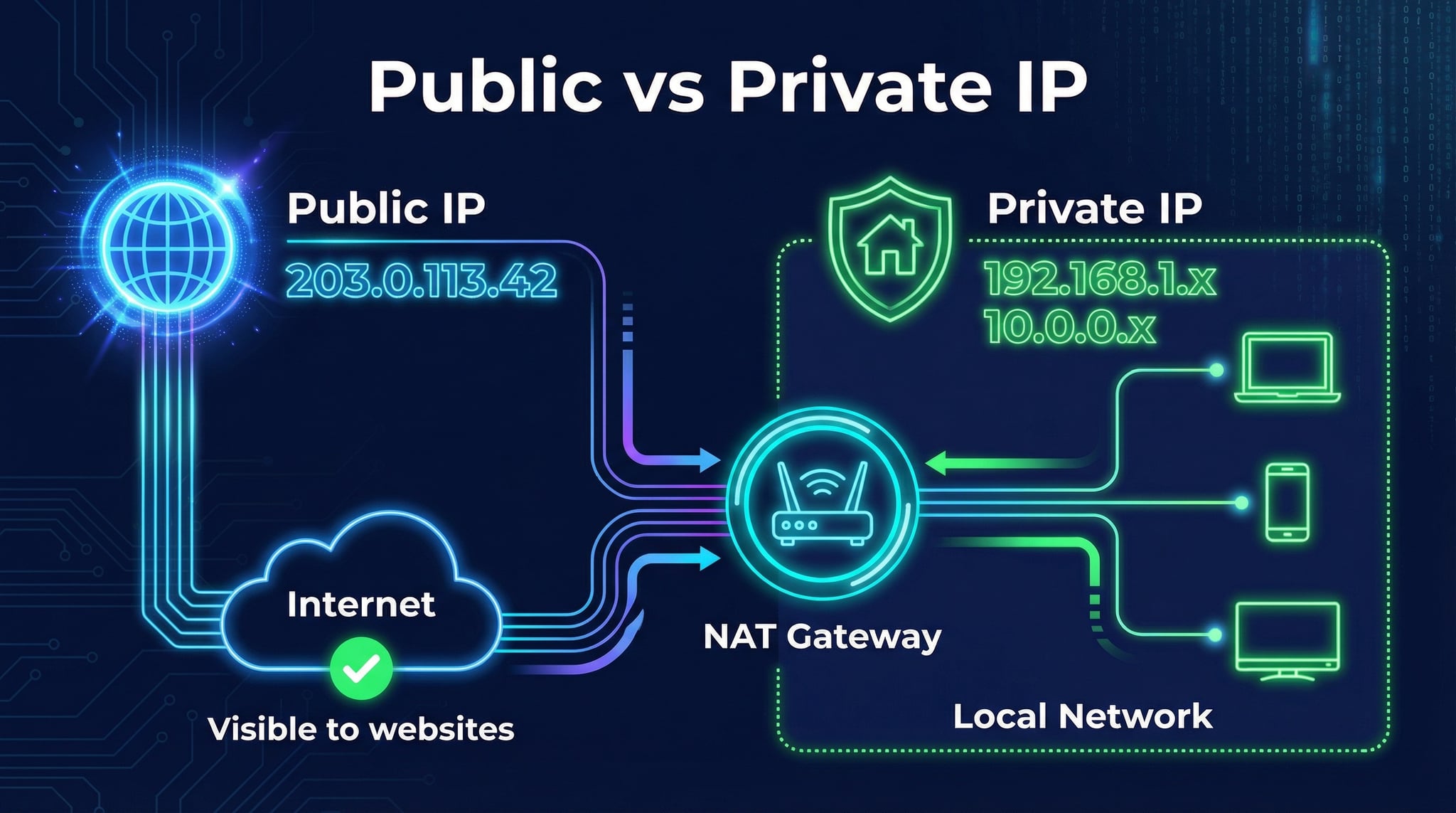 パブリックIPアドレスとプライベートIPアドレスの違い — NATによる変換の仕組み