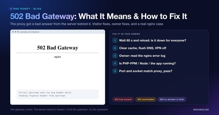 Awfull App Code 502 Bad Gateway: What It Means & How to Fix It | DNS Robot
