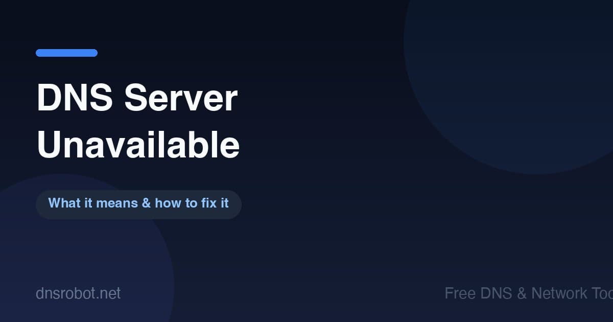 DNS server unavailable error fix guide showing the Windows diagnostics message and the fastest resolver fixes
