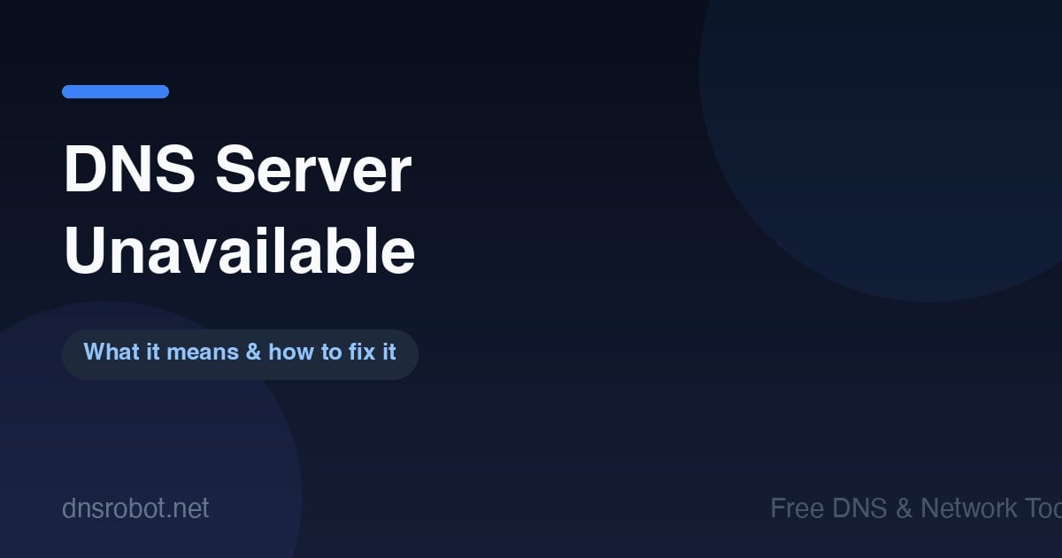 DNS server unavailable error fix guide showing the Windows diagnostics message and the fastest resolver fixes