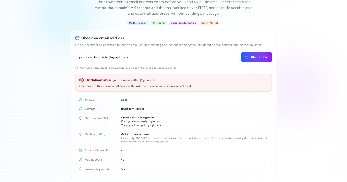 Mail Header Check E-Mail Checker: E-Mail prüfen & Adresse verifizieren | DNS Robot