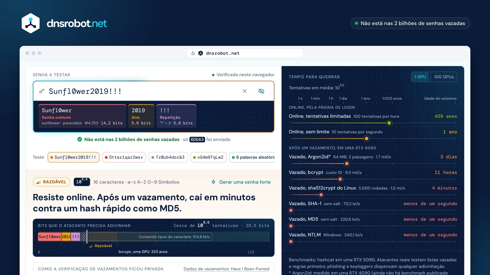 Testador de força de senha: os padrões que enfraquecem a senha, o tempo para quebrá-la em 8 ataques e vazamentos