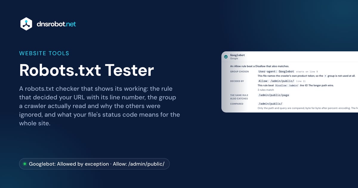 Robots.txt Tester: Free Robots.txt Checker | DNS Robot